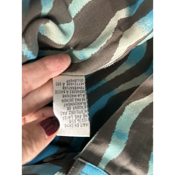 Vintage Peter Nygard Womens Sz 16 Blue Silk Abstract Striped Skirt & Blouse Set - Picture 6 of 16